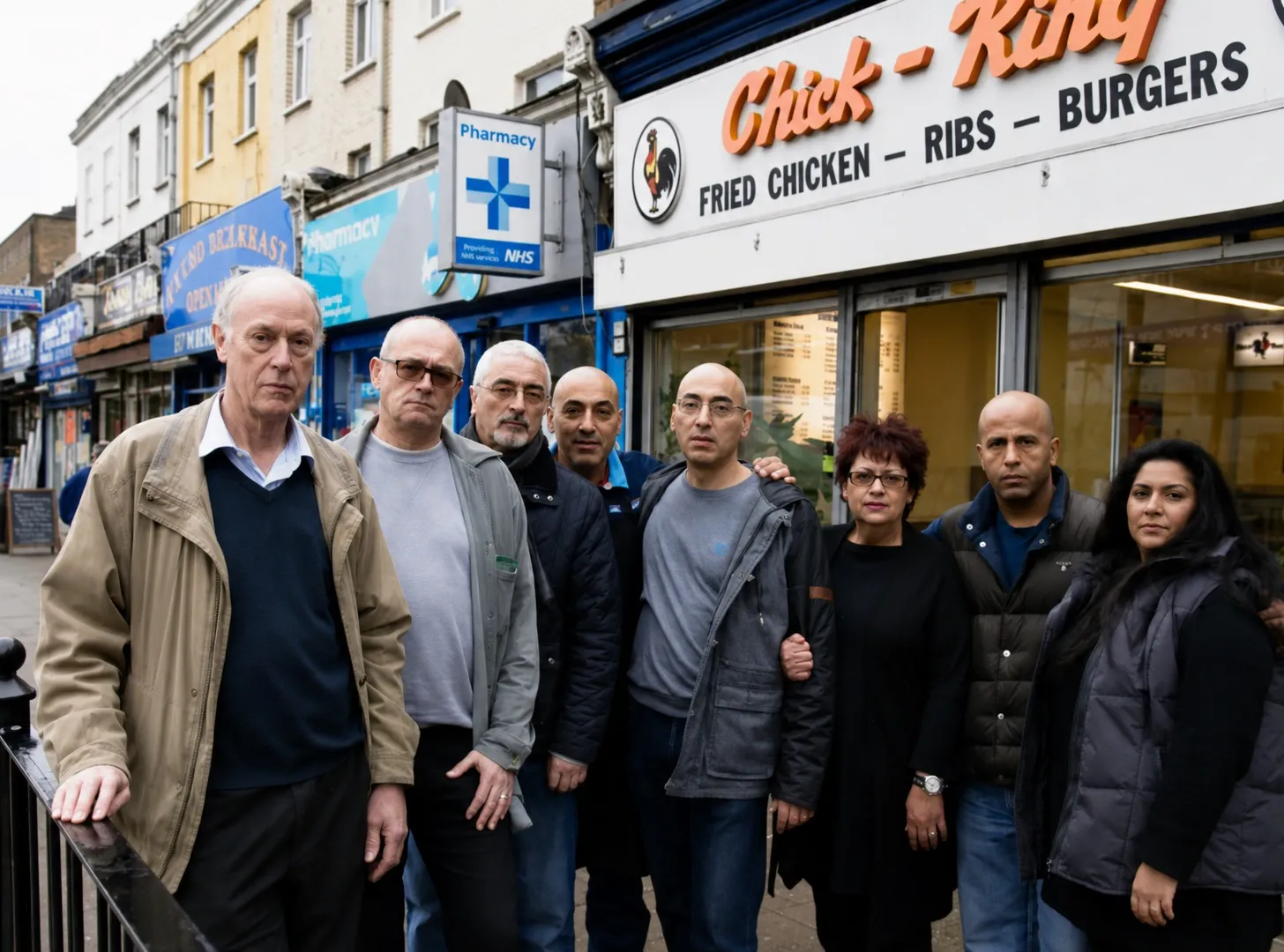 The Chick King family gathered outside the shop on Tottenham High Road