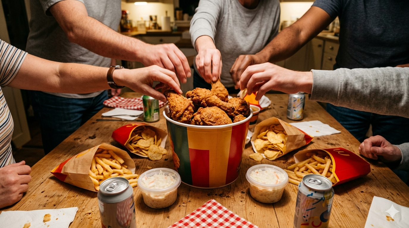 Family pack of fried chicken